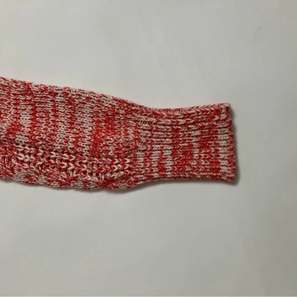 FREE PEOPLE slightly cropped orange and white sweater - Picture 2 of 6